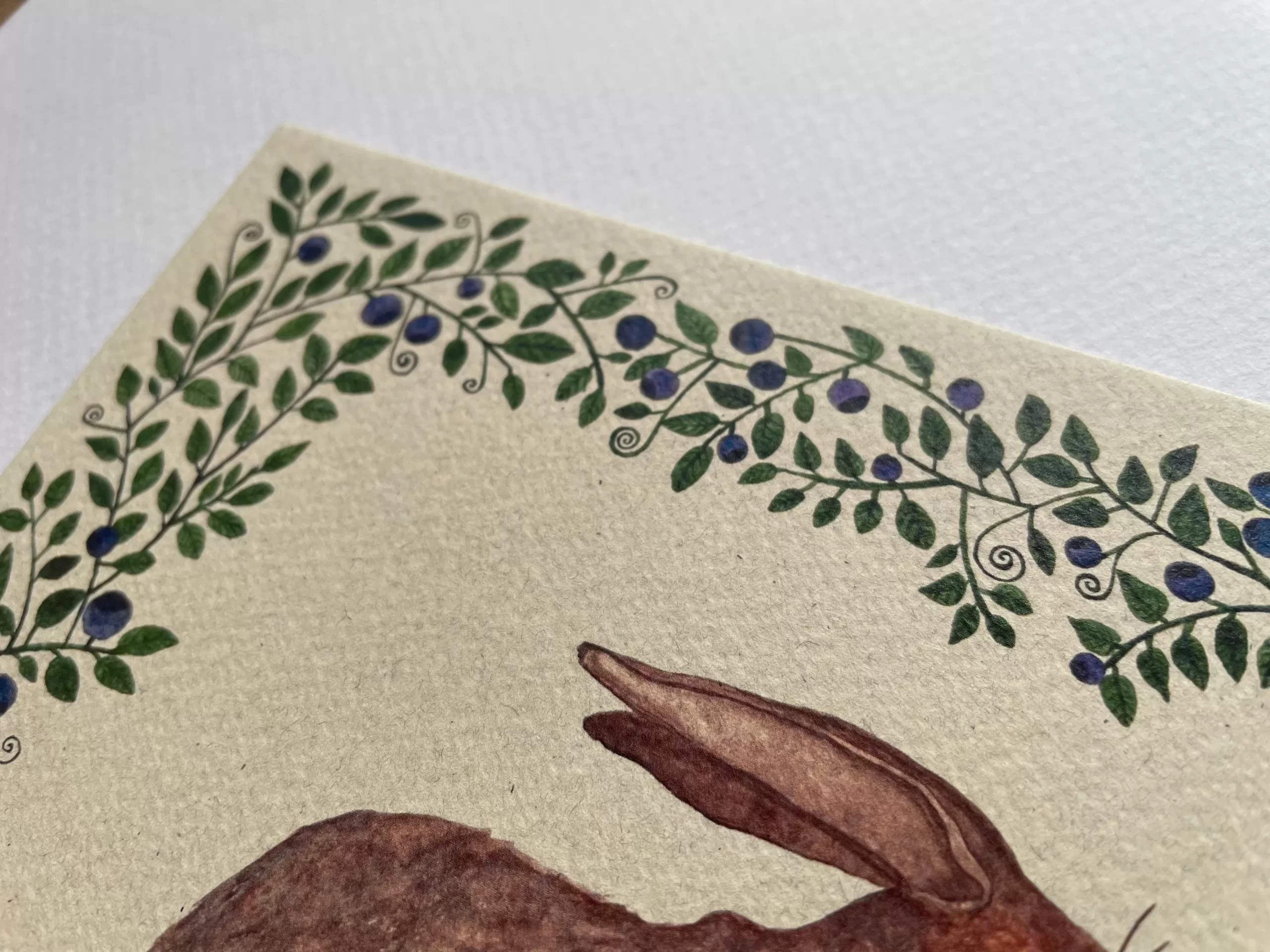 Bunnies and blueberries art print