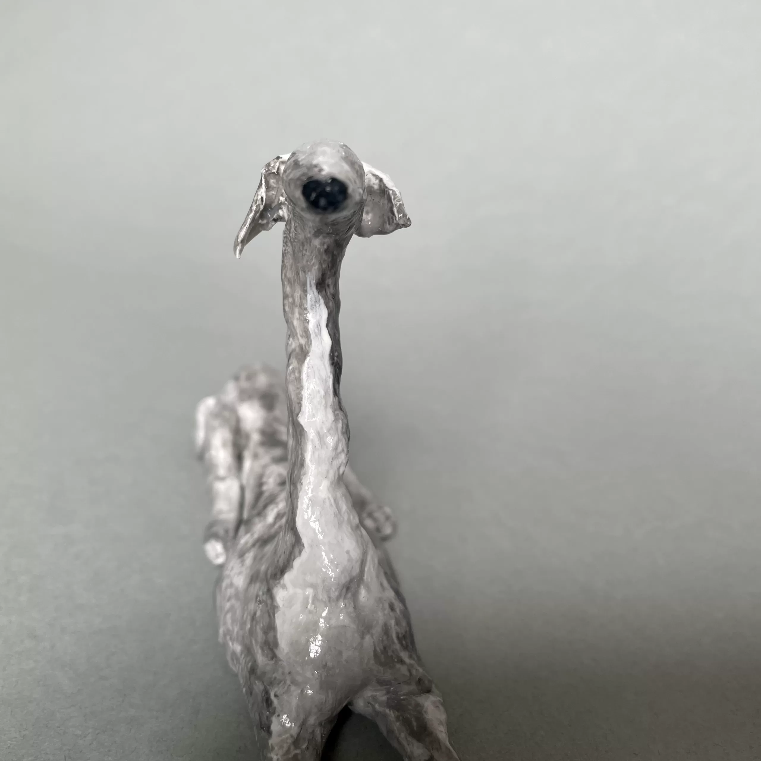 Italian greyhound paper mache figurine