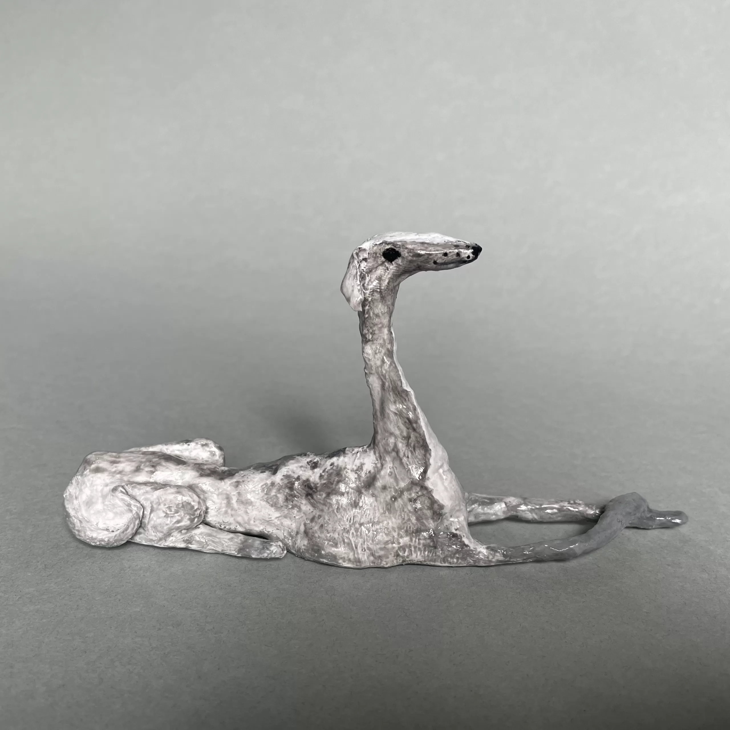 Italian greyhound handmade paper mache figurine