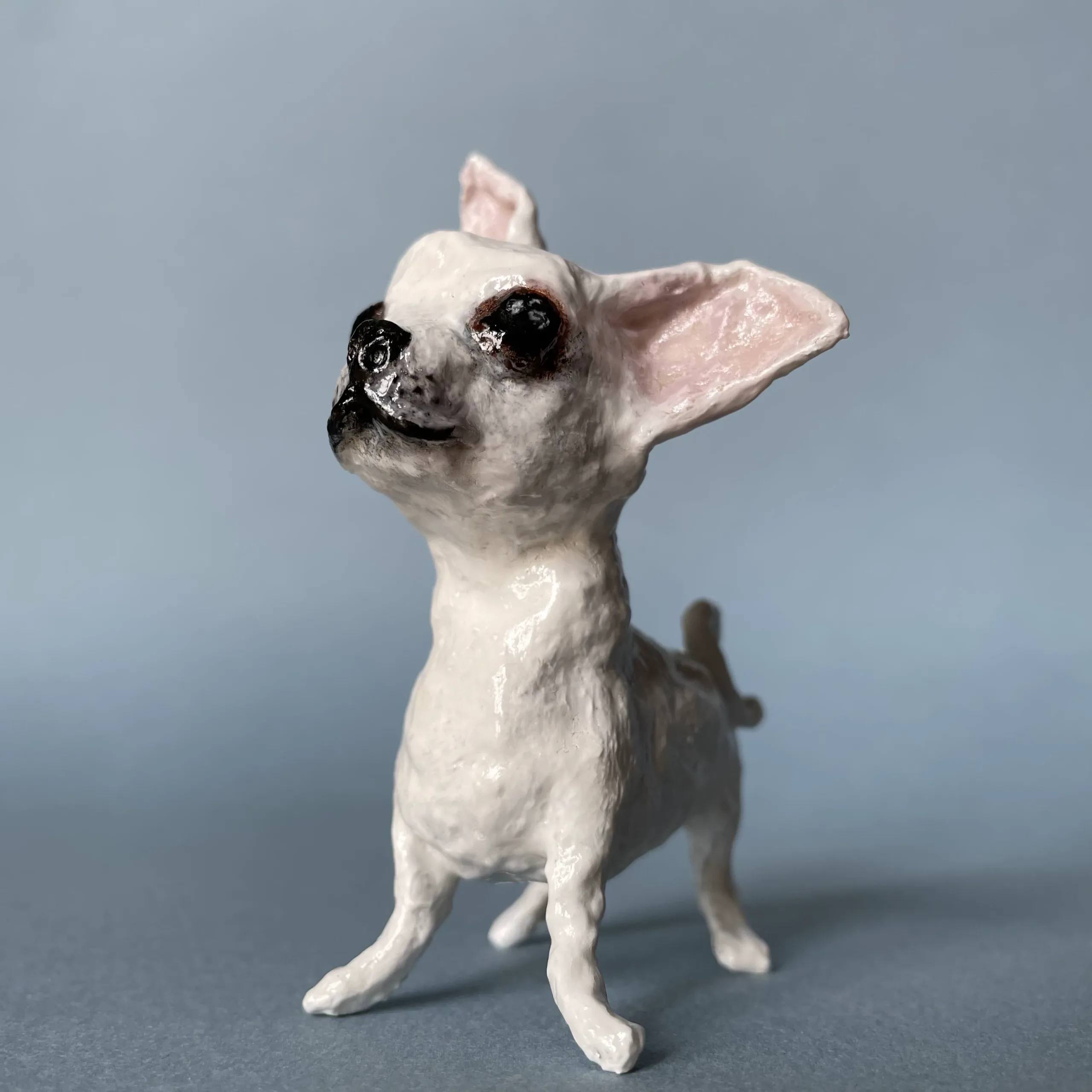 Miniature paper mache chihuahua figurine