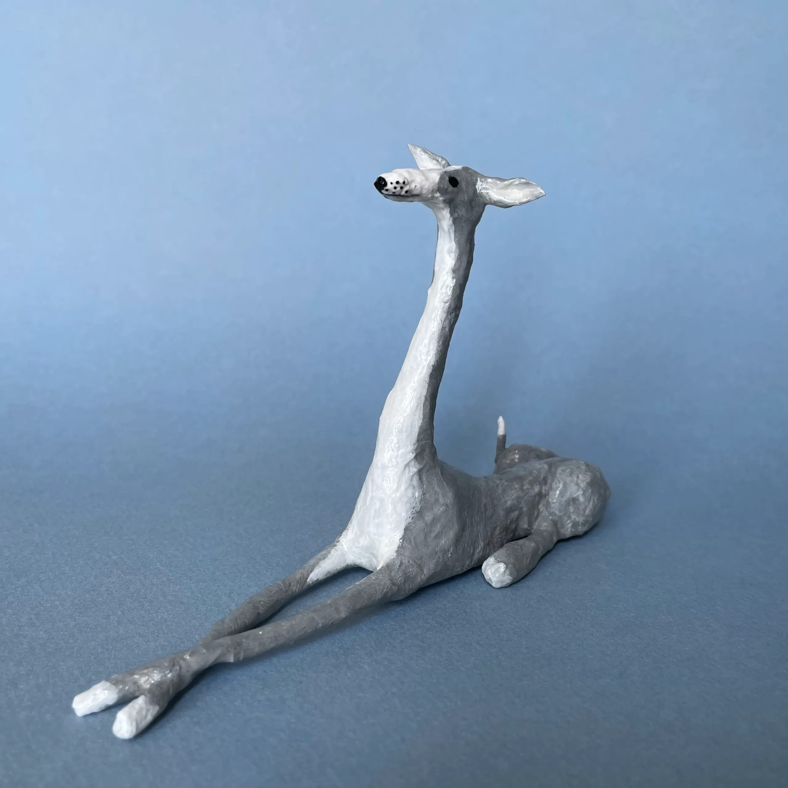 Italian greyhound paper mache handmade decorative figurine