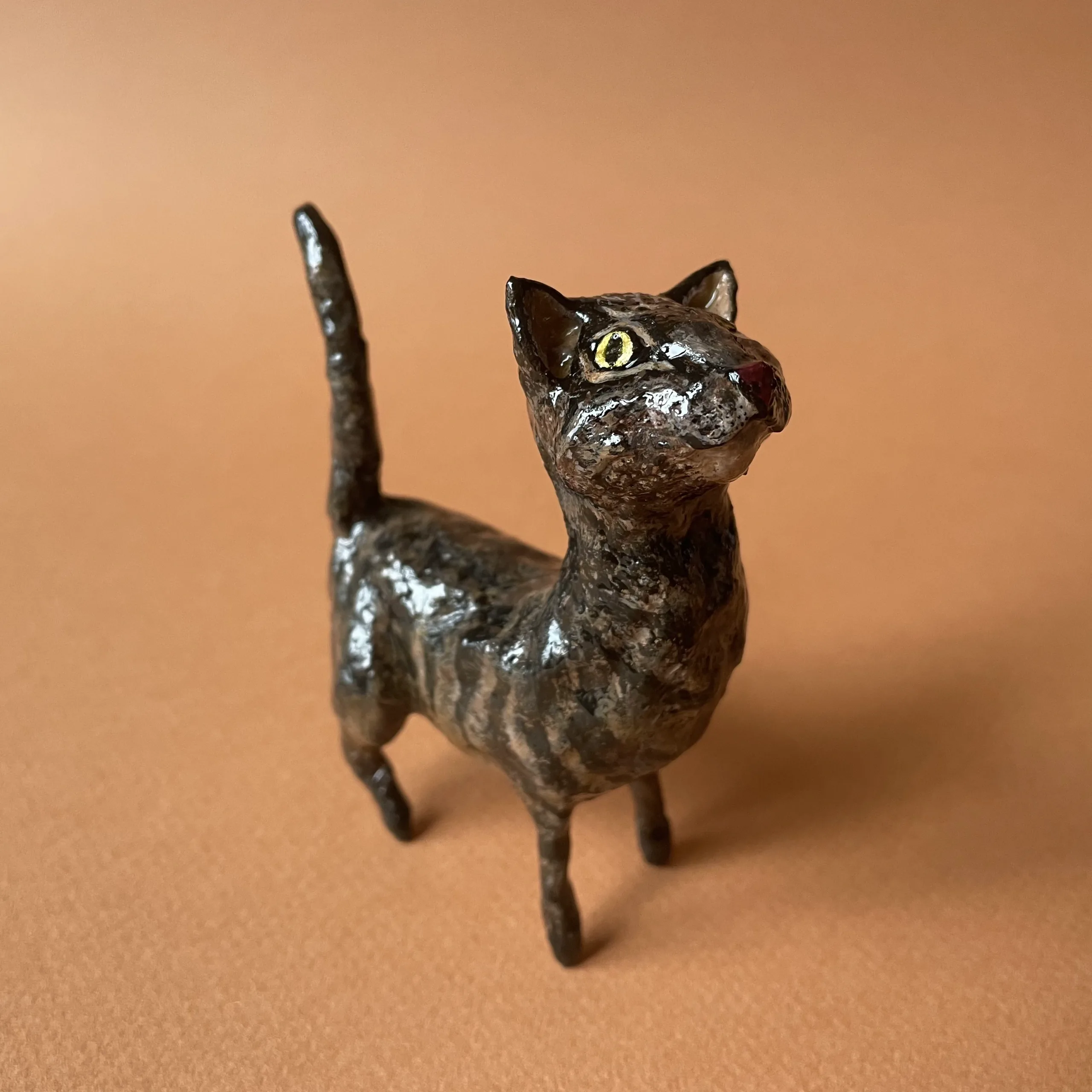Tabby cat miniature figurine