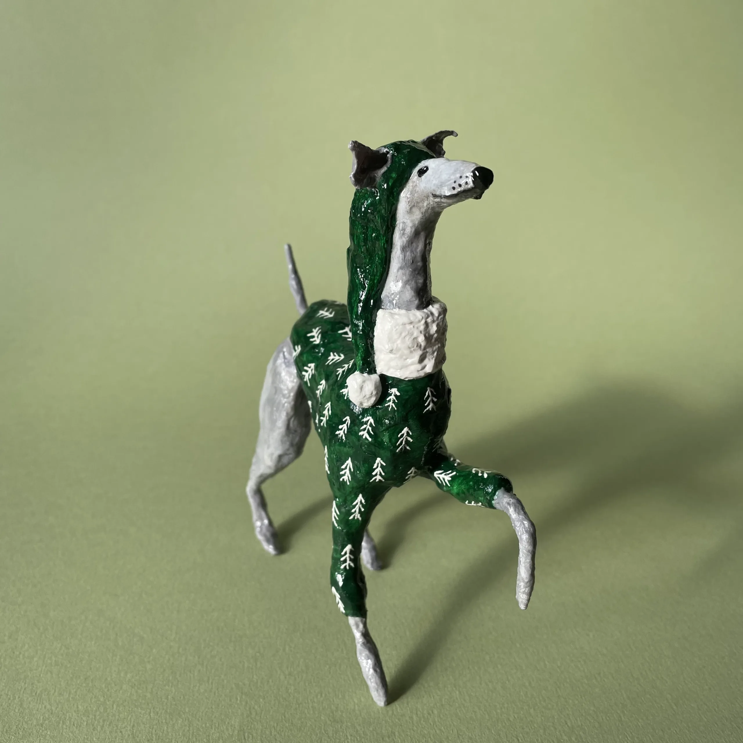 Italian greyhound figurine made of paper mache