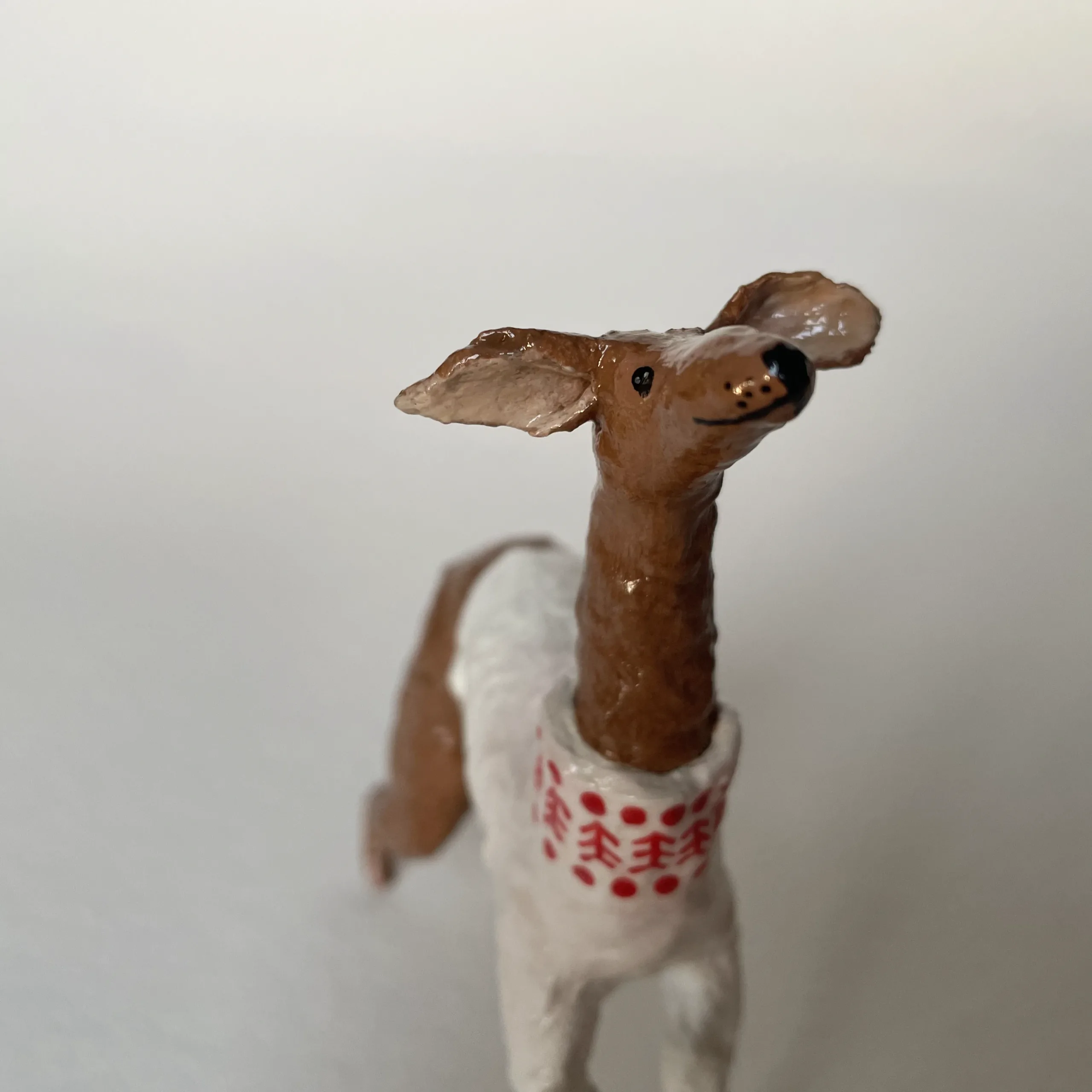 Italian greyhound paper mache figurine
