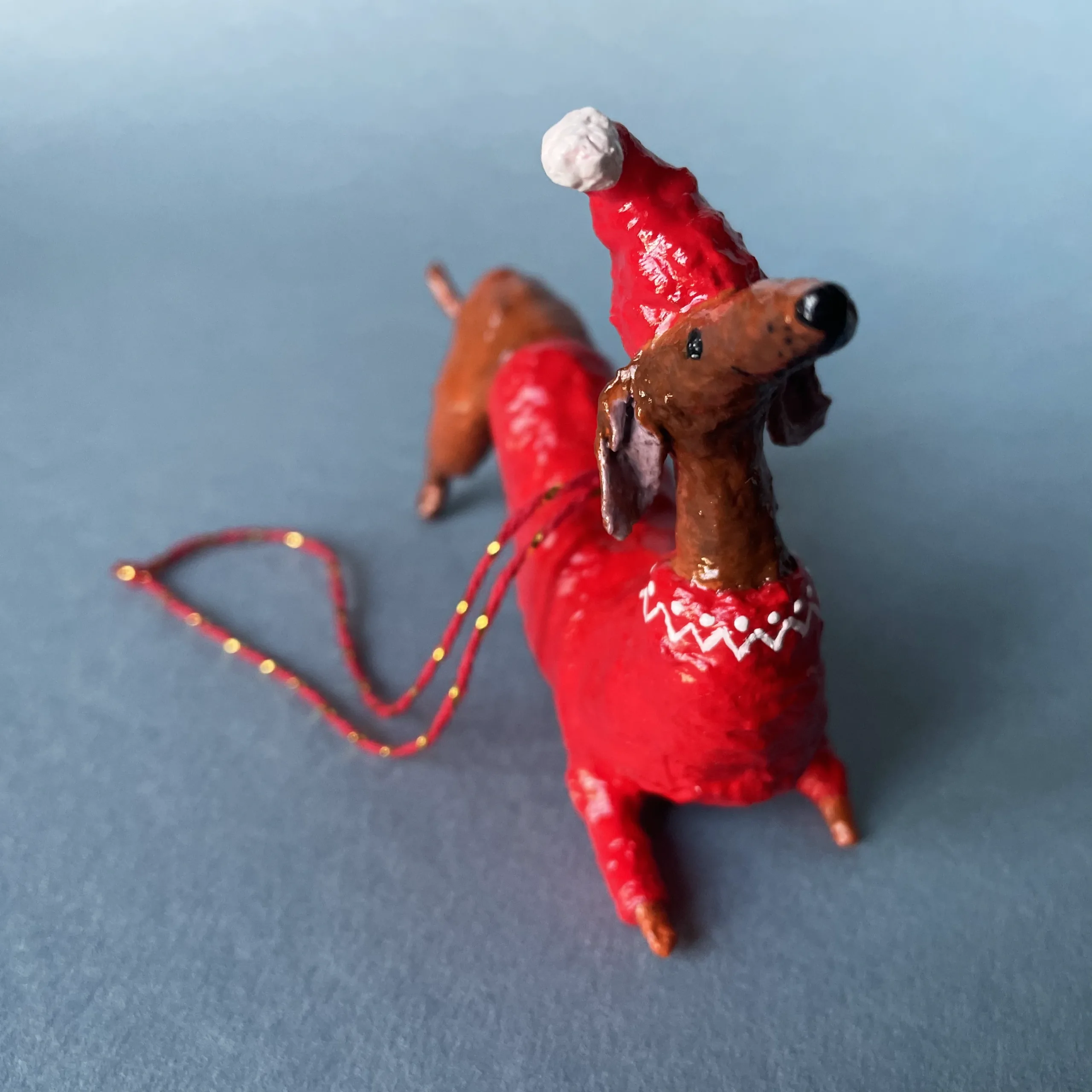Dachshund christmas figurine