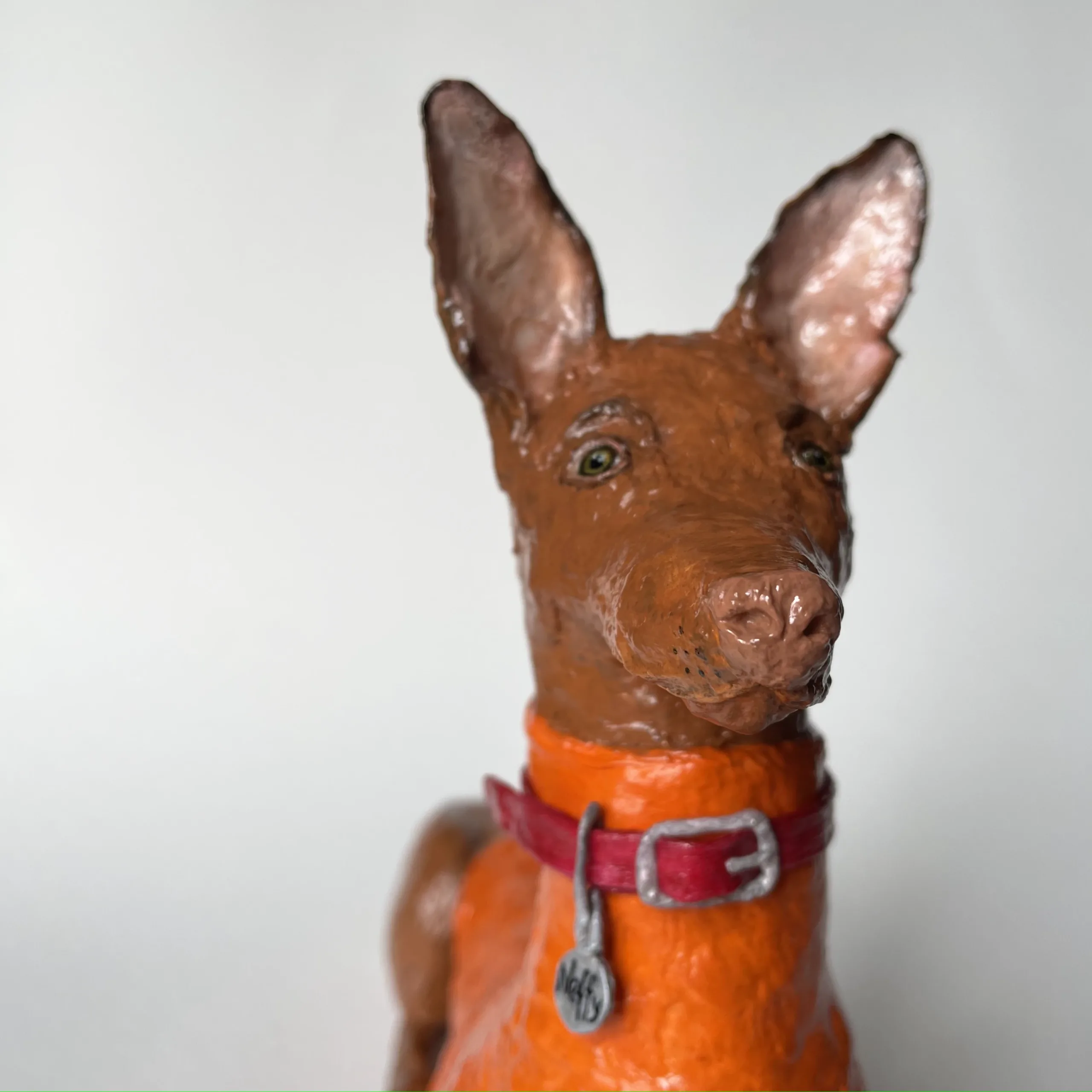 Pharaoh hound paper mache sculpture