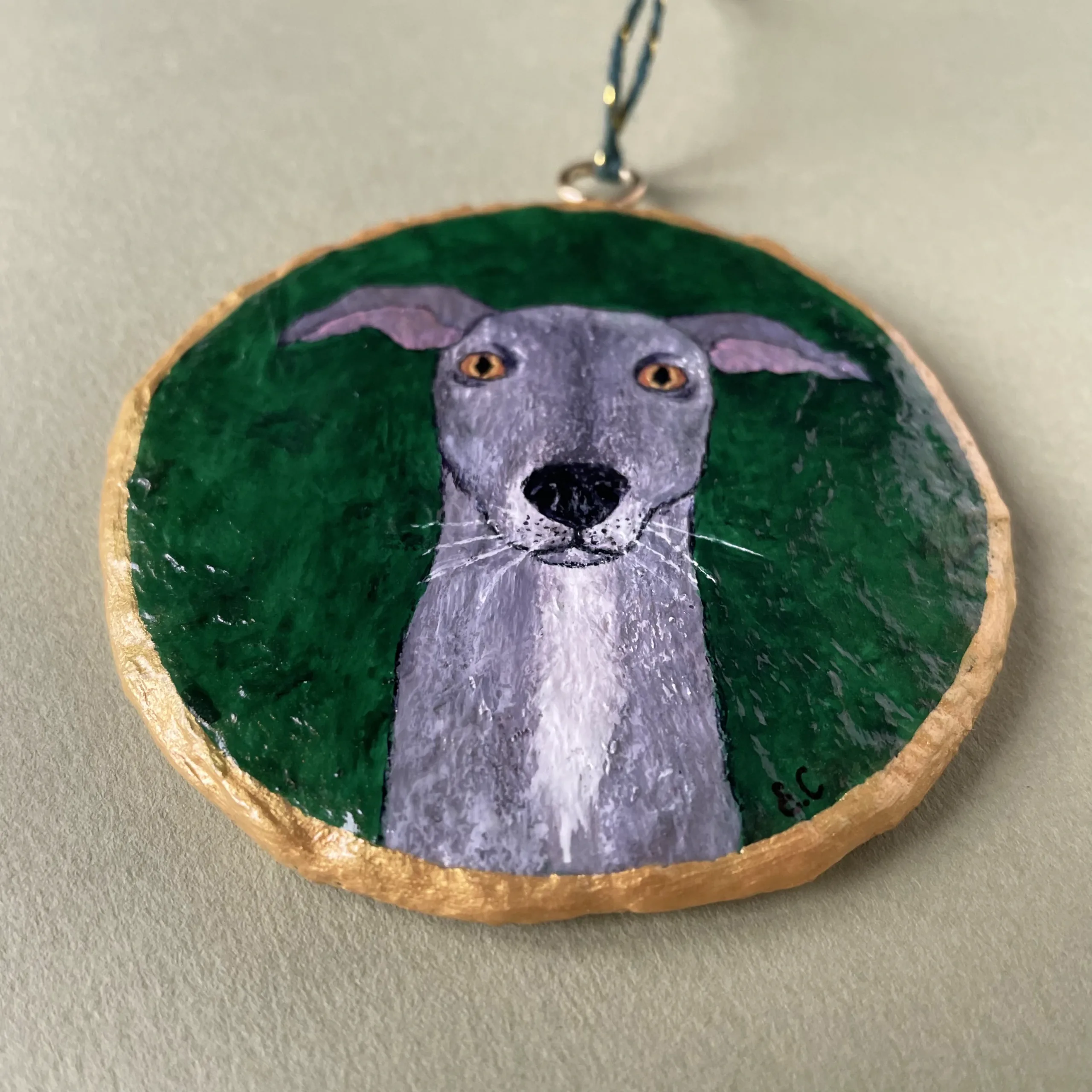 Christmas ornament with iggy portrait