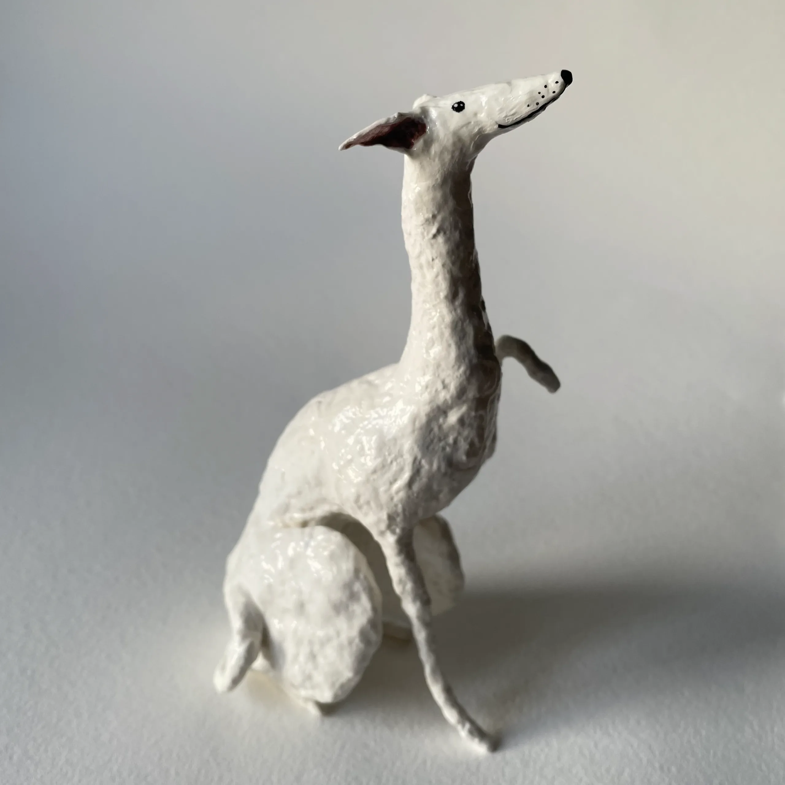 White sighthound handmade figurine