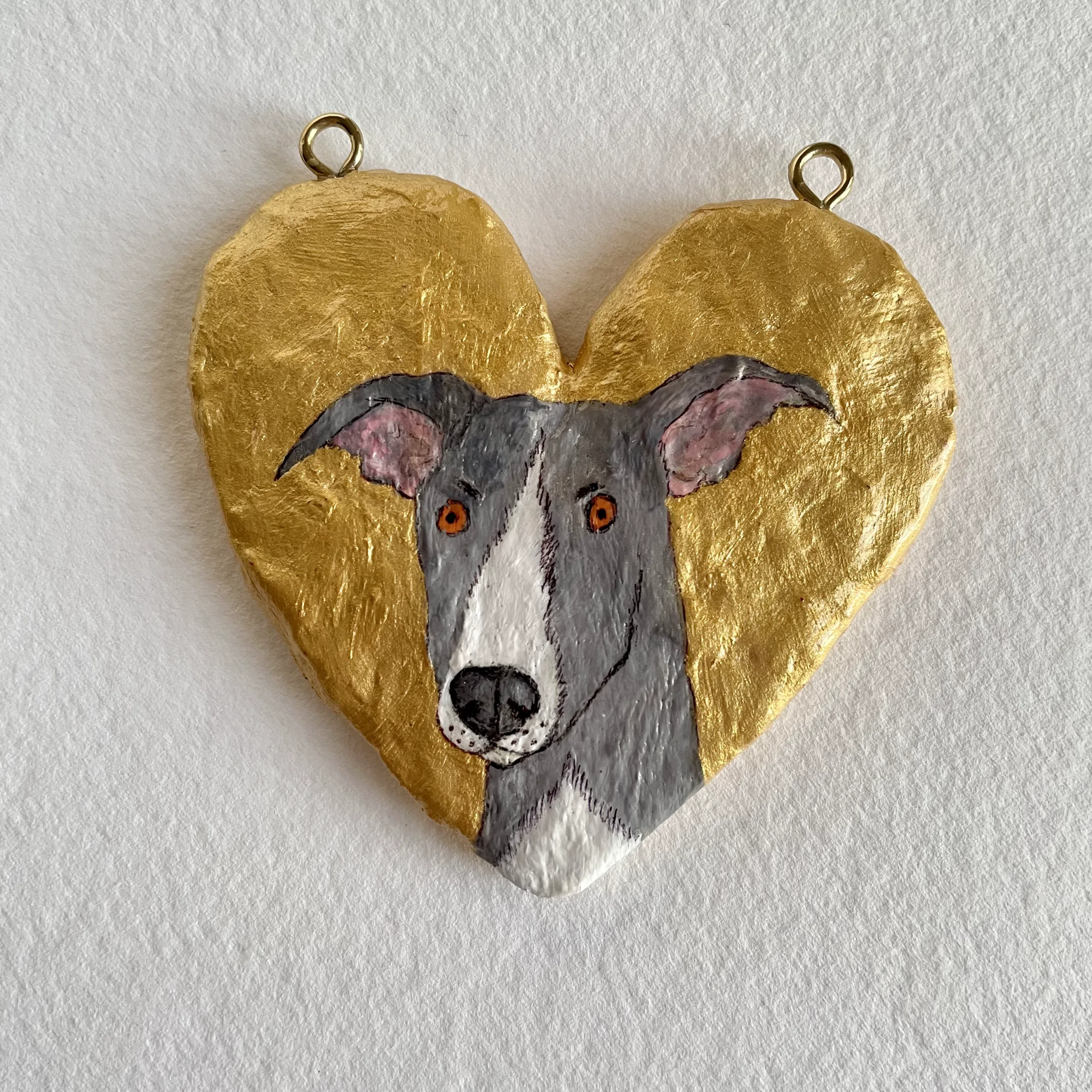 Iggy portrait on paper mache heart