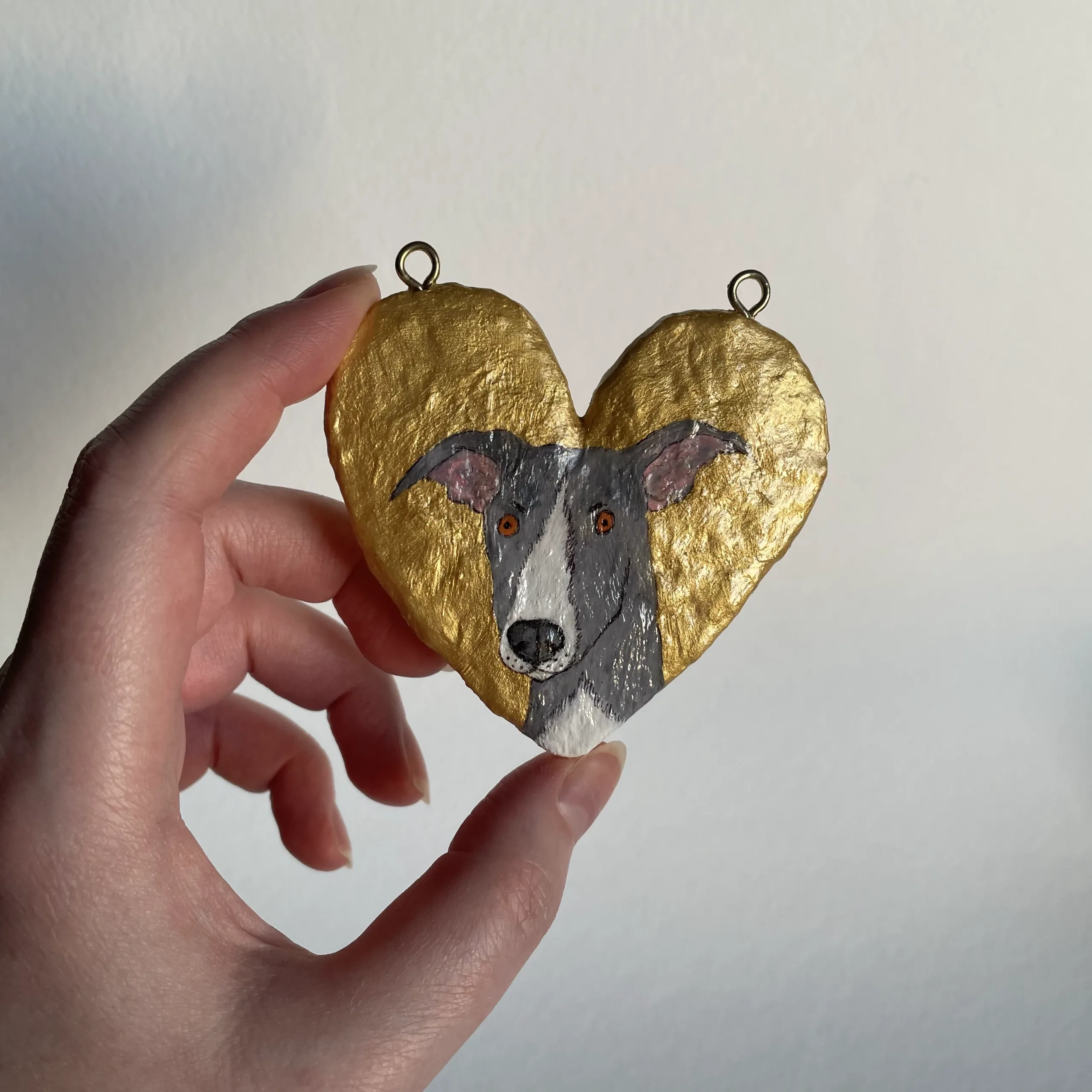 Paper mache heart with iggy portrait