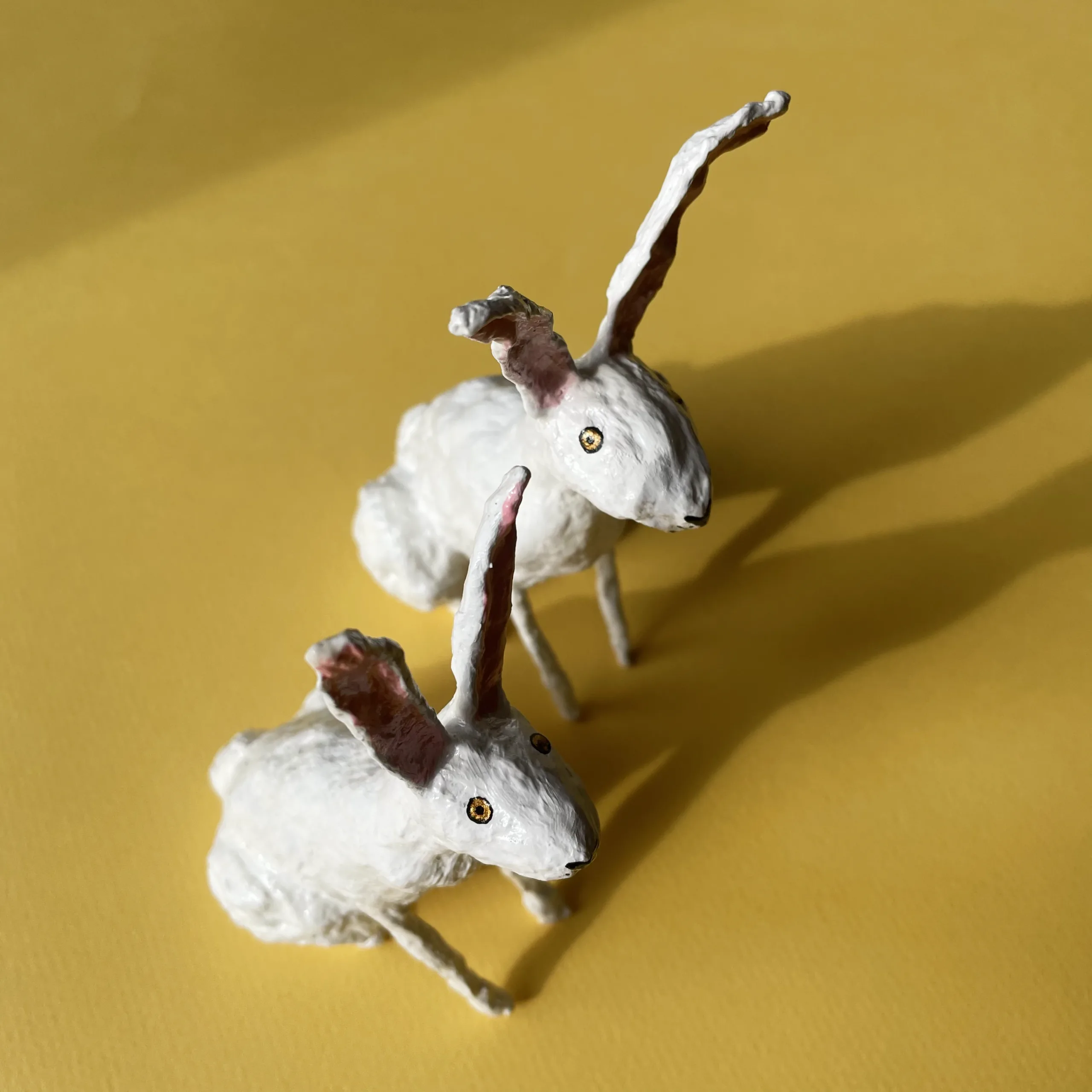 white bunnies easter figurines