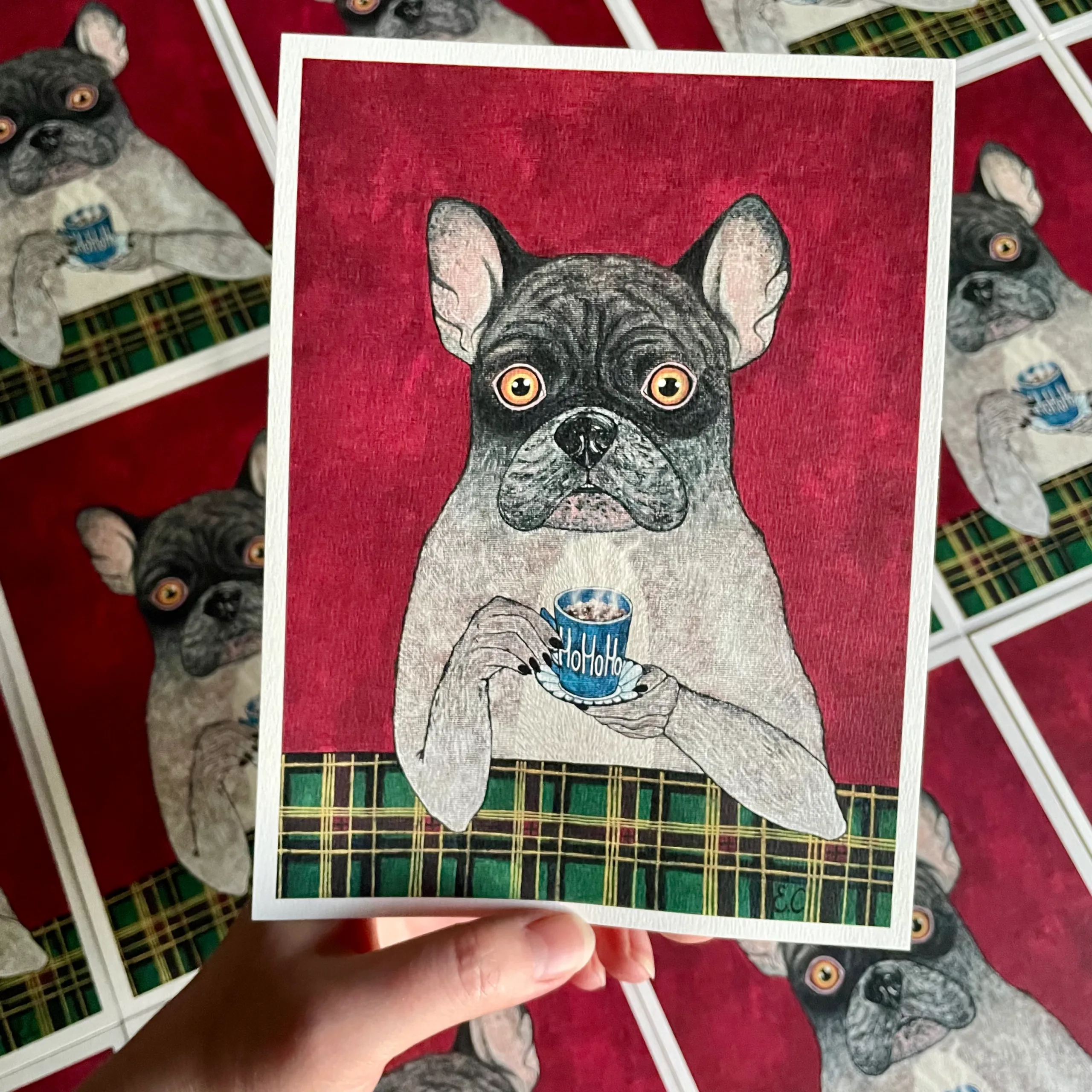 Bulldog christmas art print