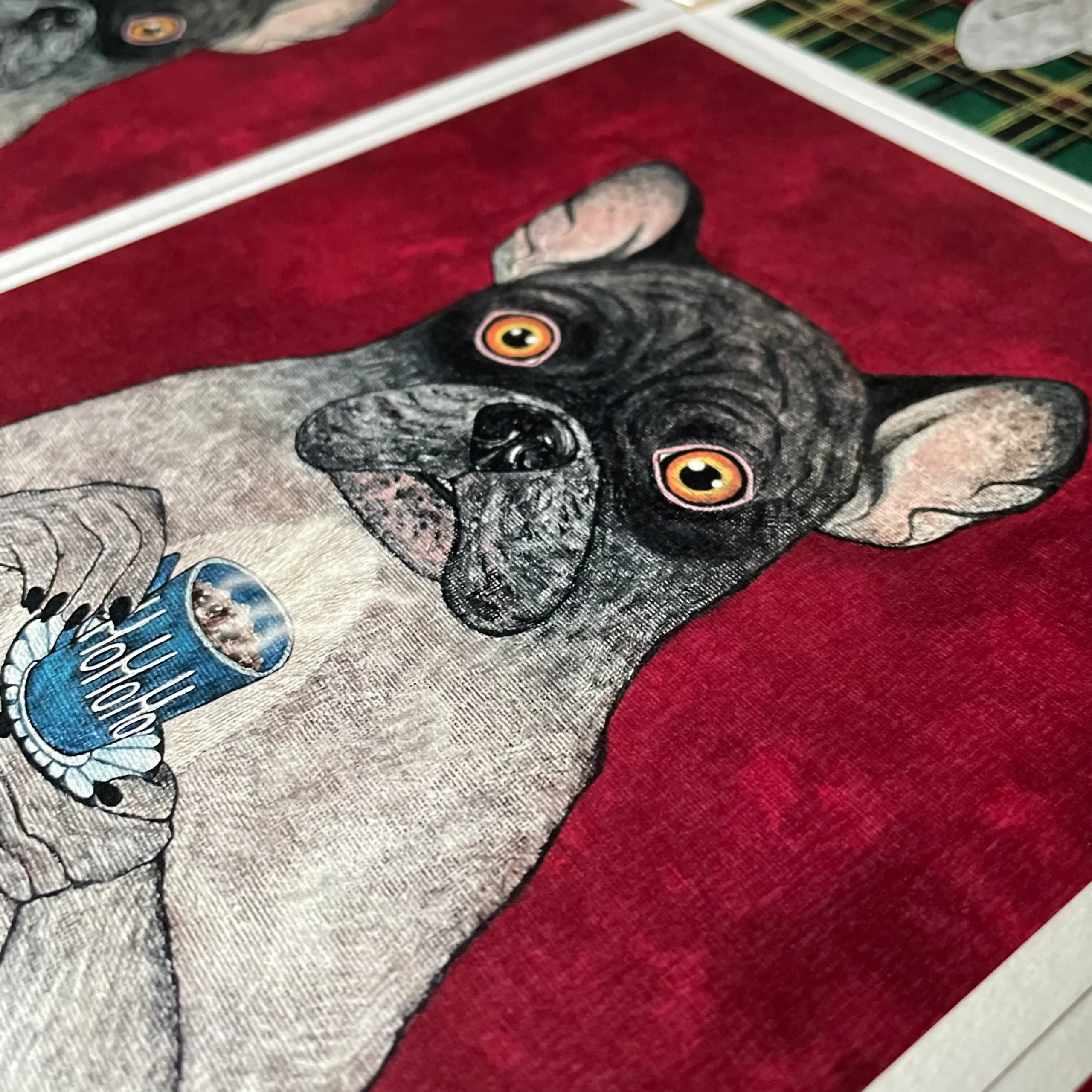 Bulldog christmas art print