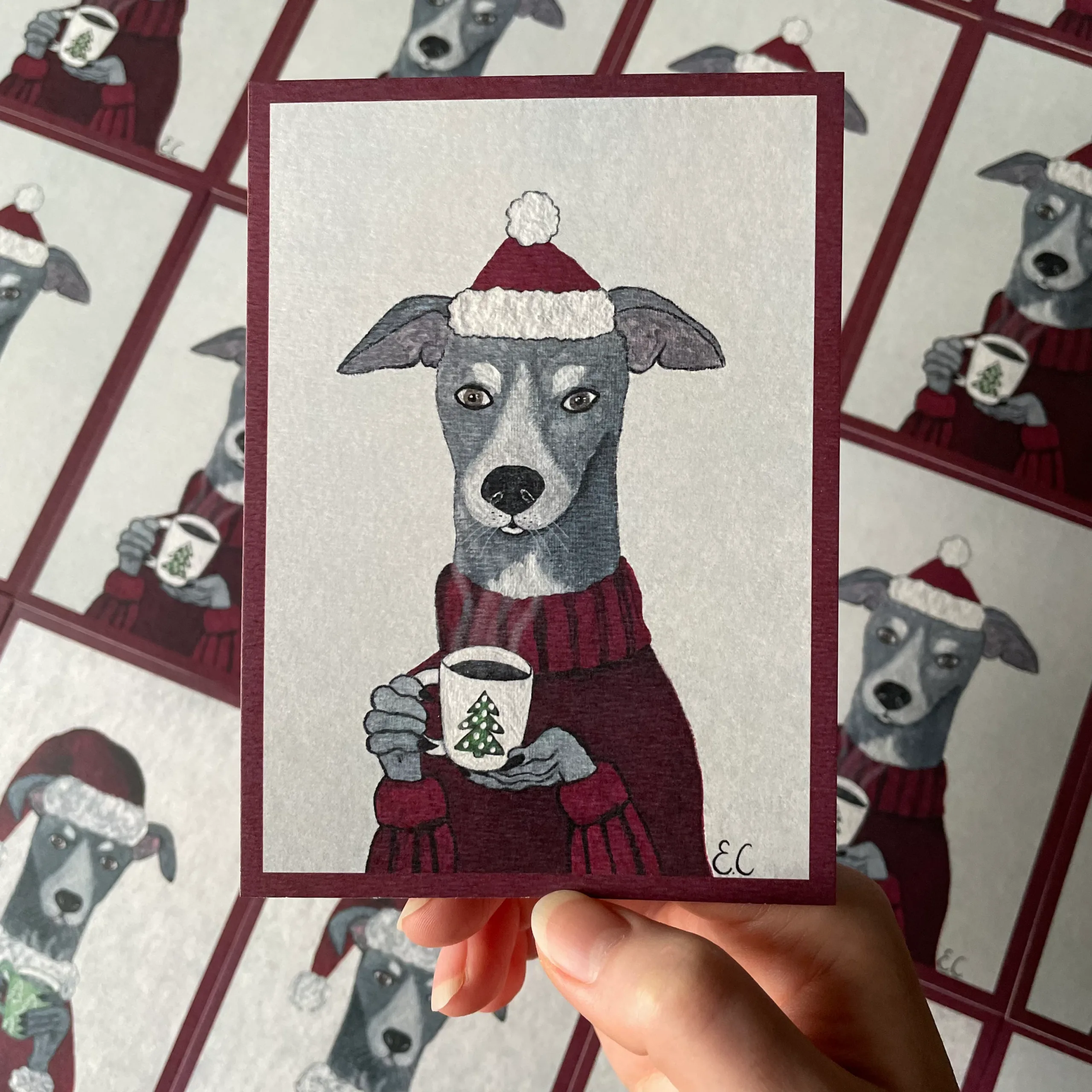 Christmas sighthound art print