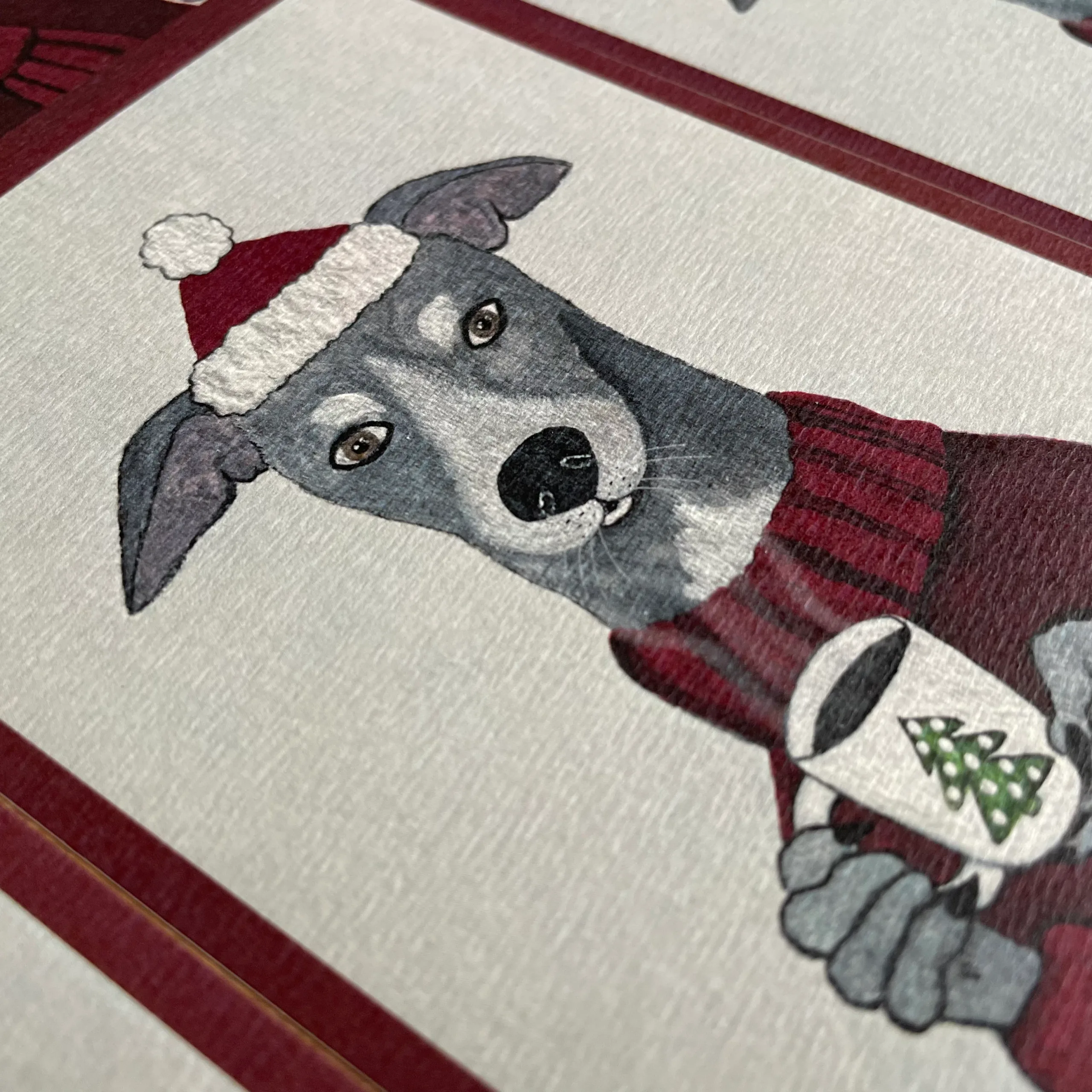 christmas greyhound art print
