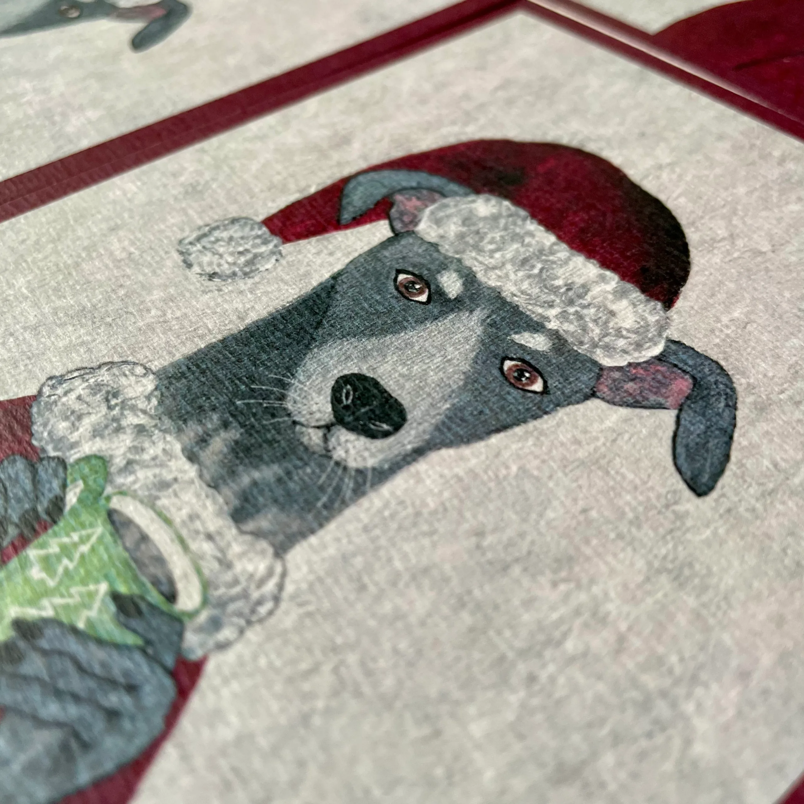 christmas greyhound art print