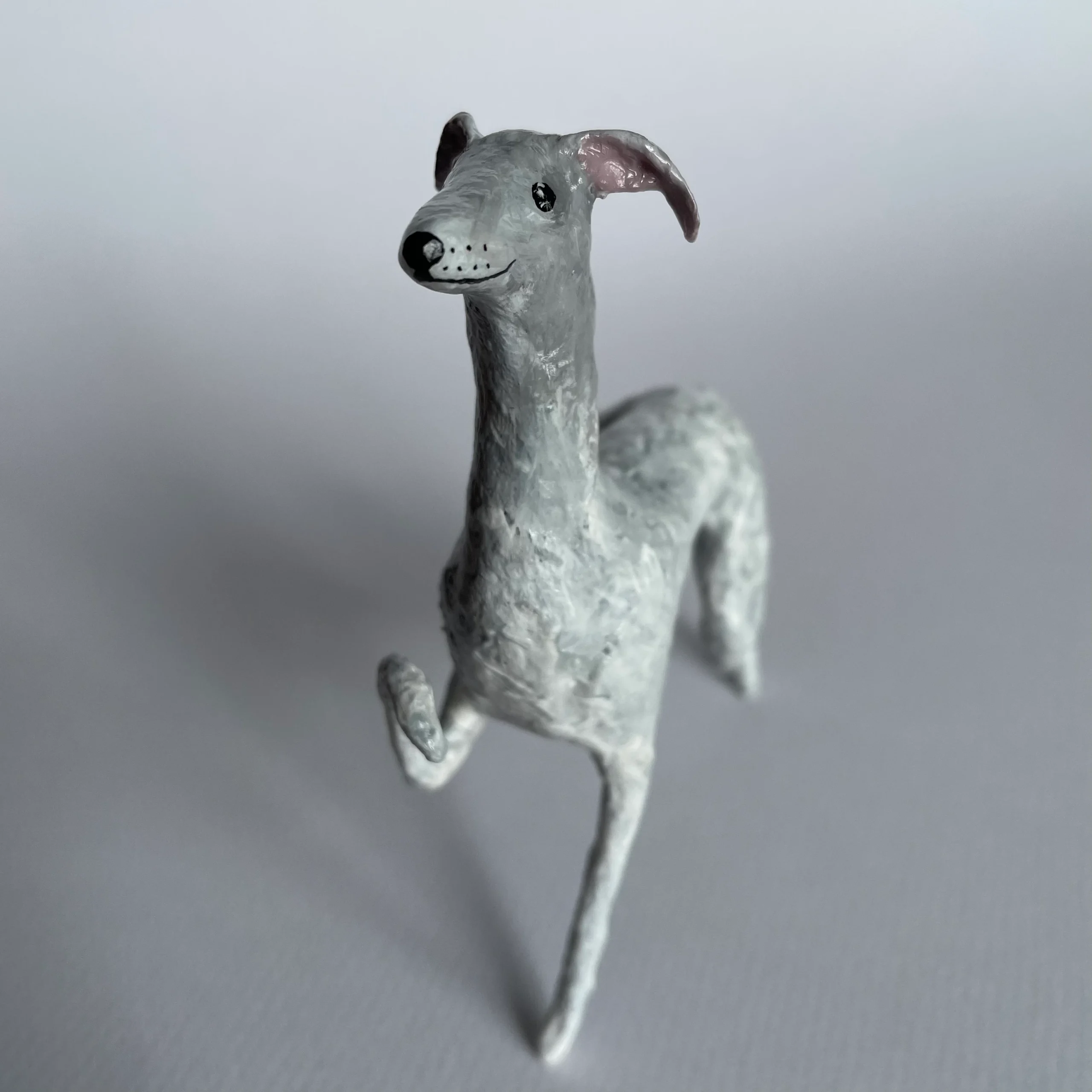 Blue whippet handmade figurine