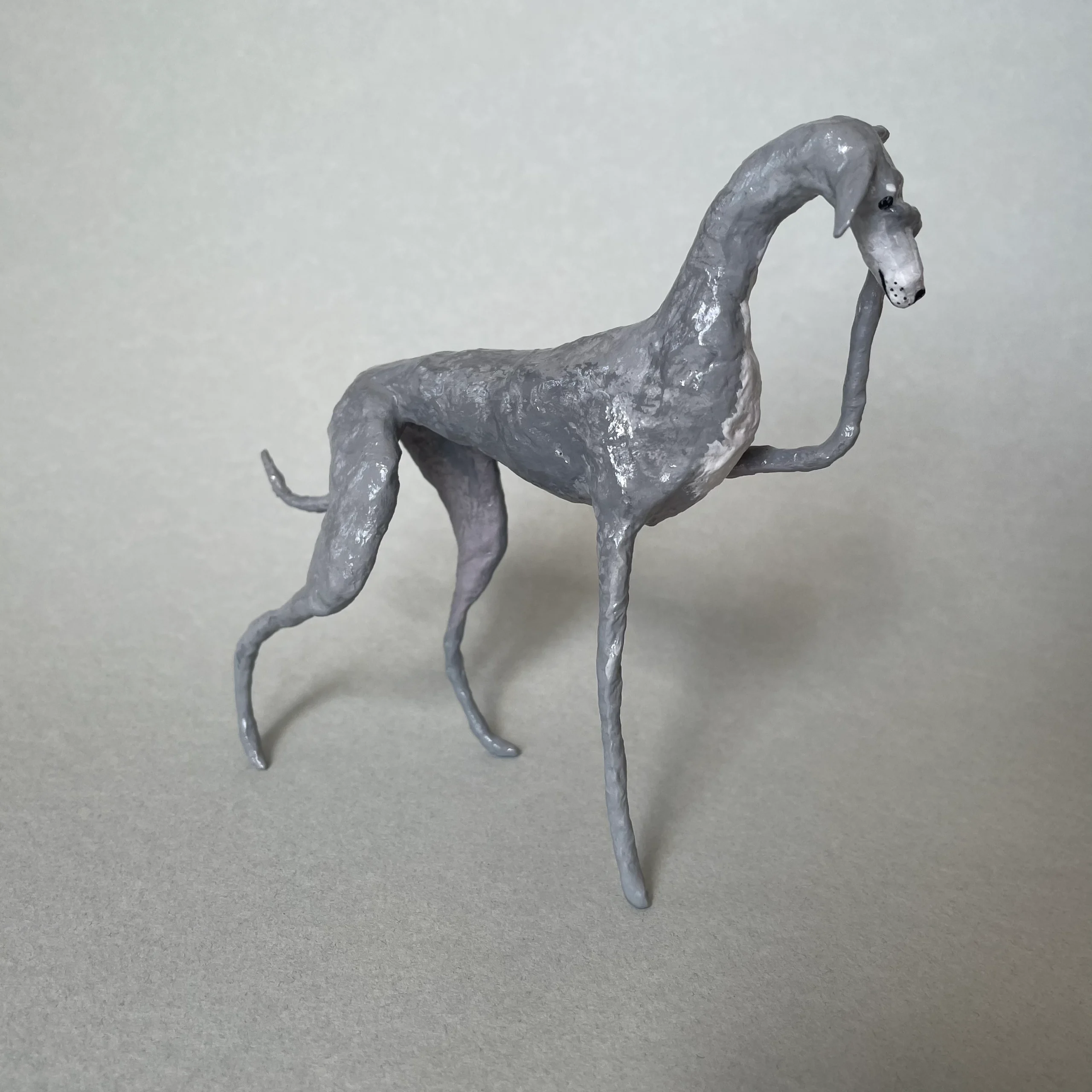 shy sighthound handmade decorative figurine