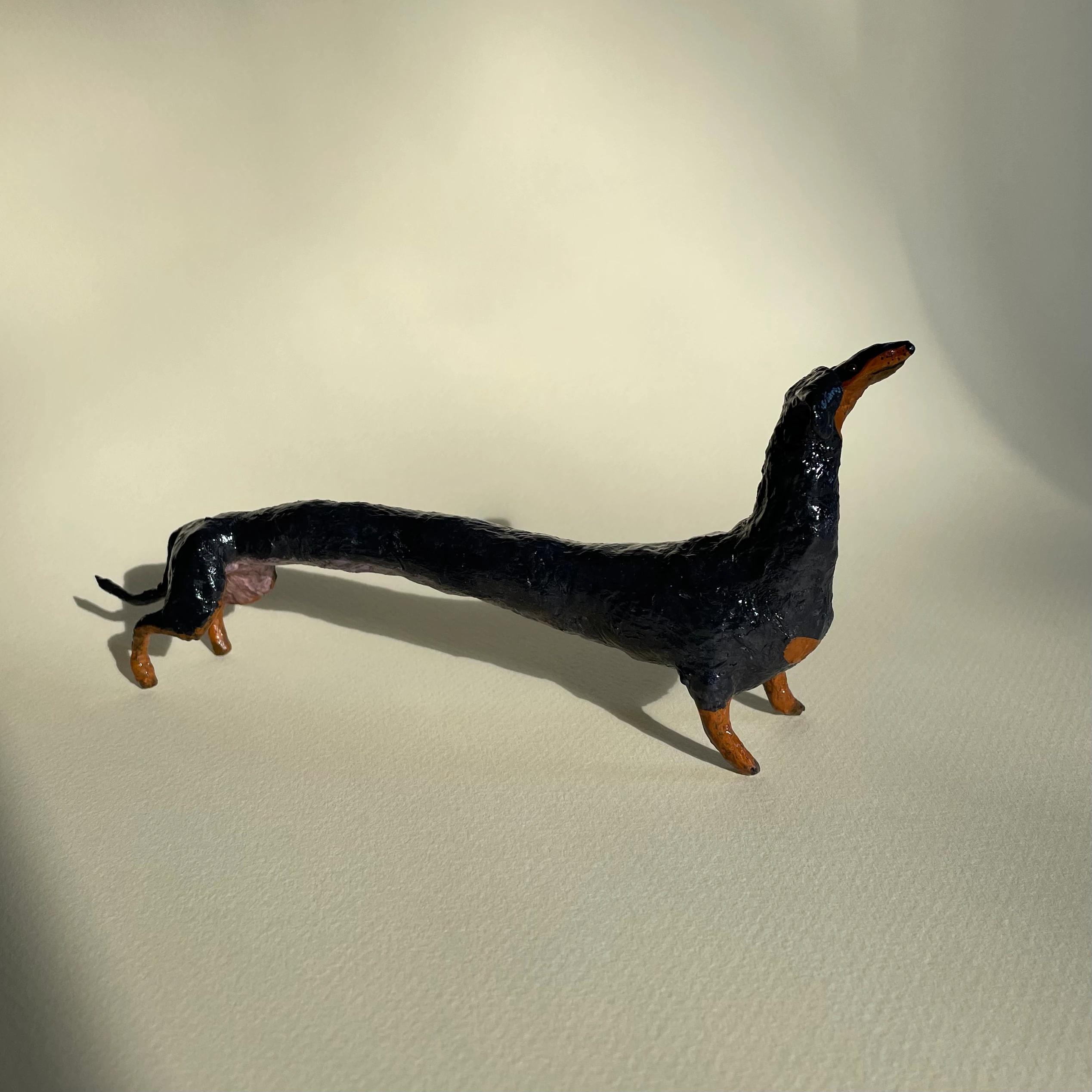 dachshund handmade decorative figurine made of paper mache