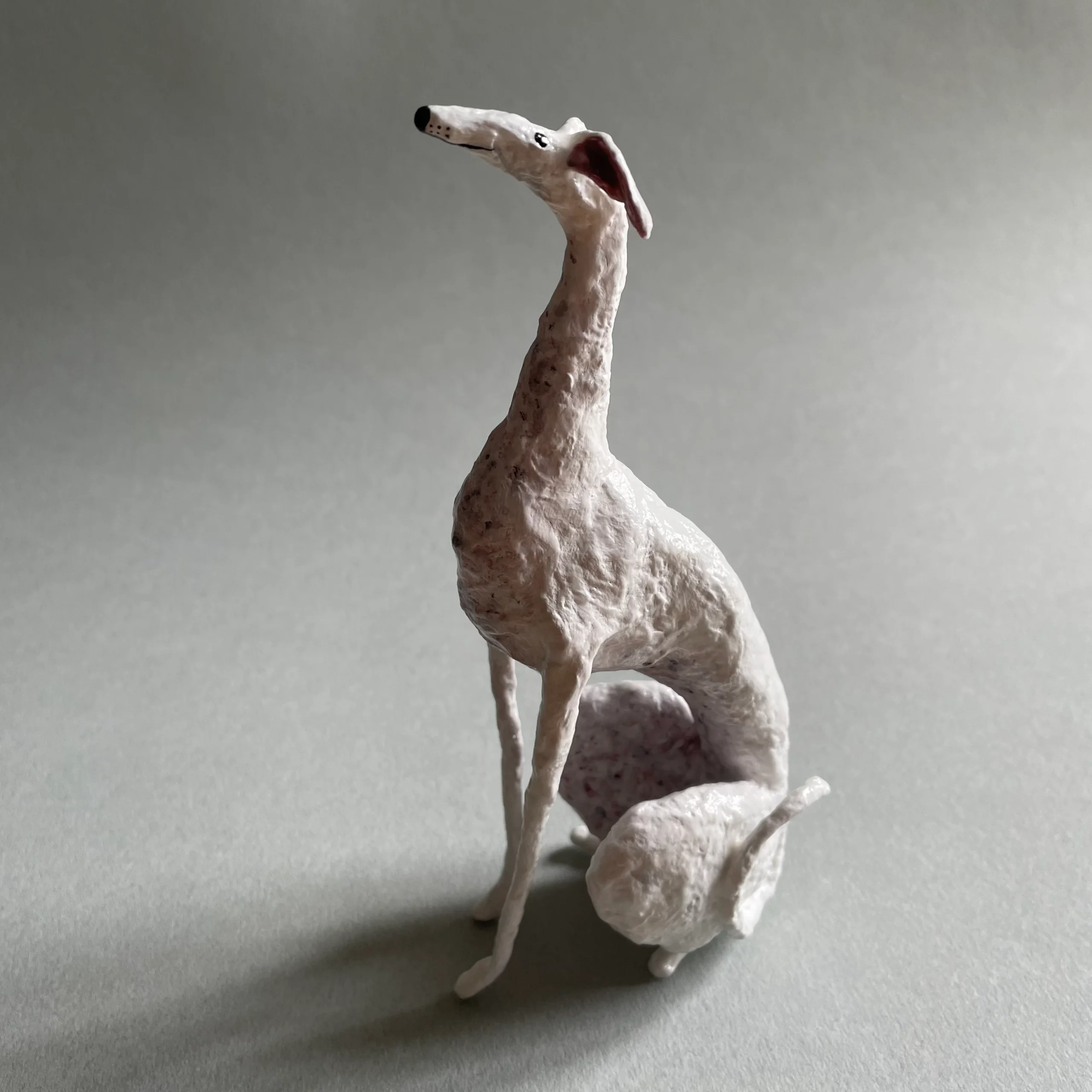 white galga dog handmade decorative figurine