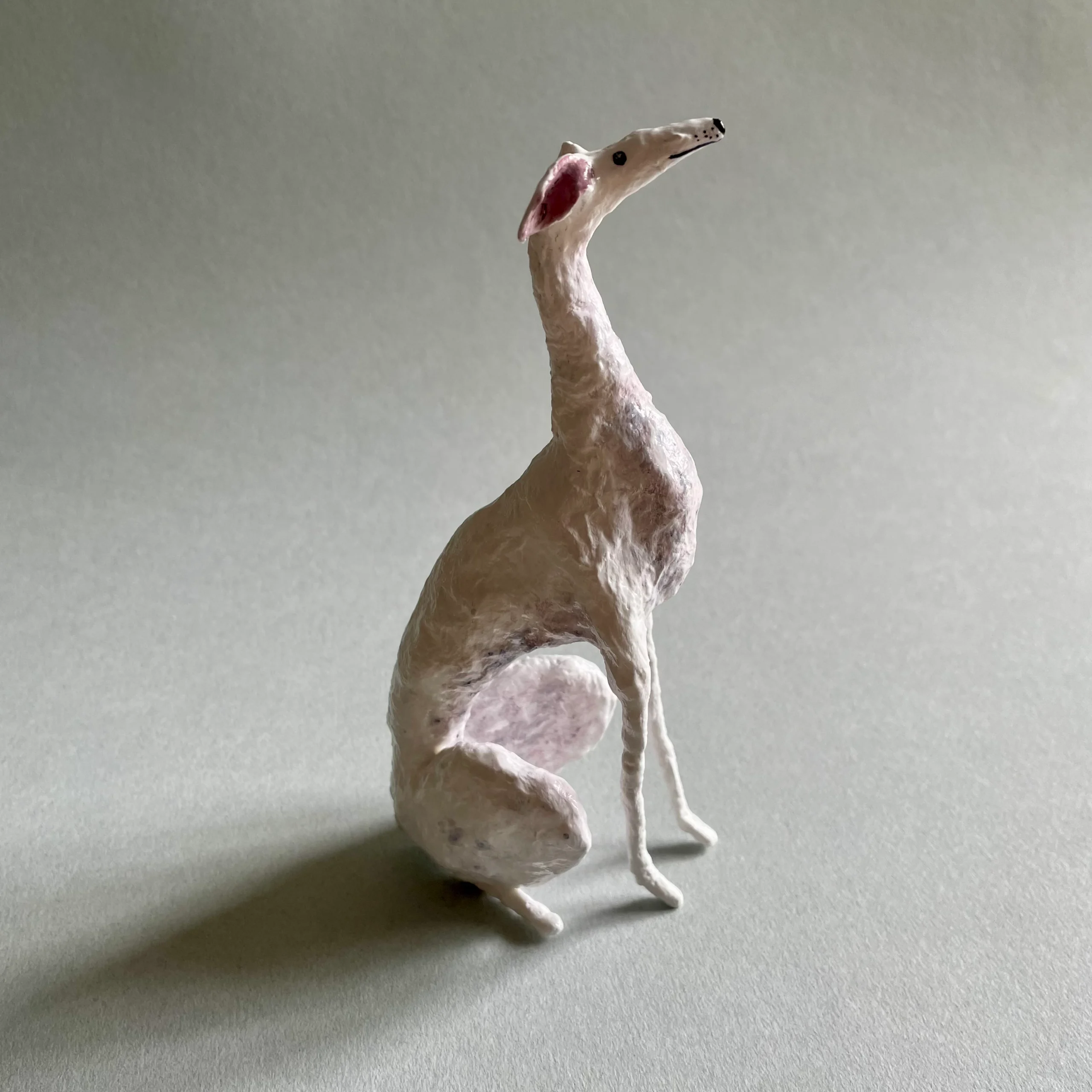 white galga sighthound handmade figurine