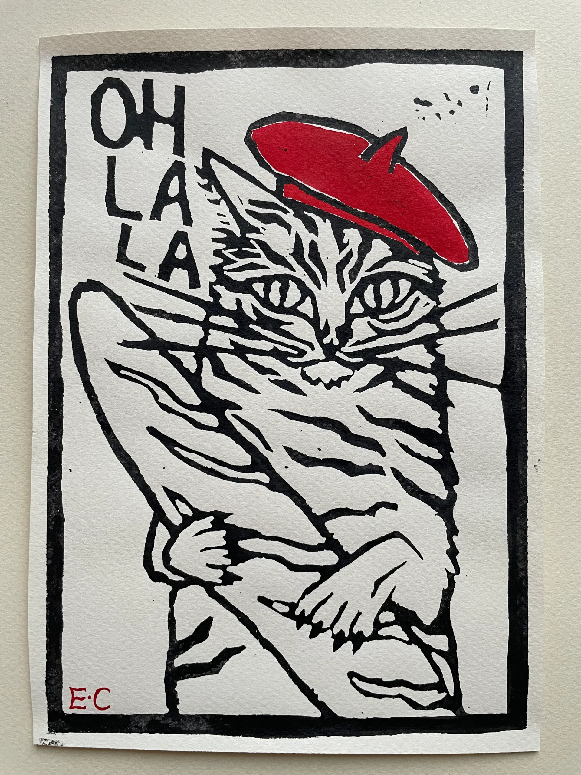 cat with a baguette print